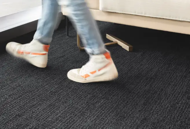 feet walking on carpet