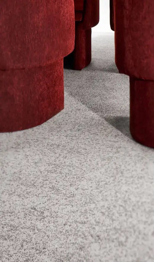 organic section right side picture, carpet with red chairs