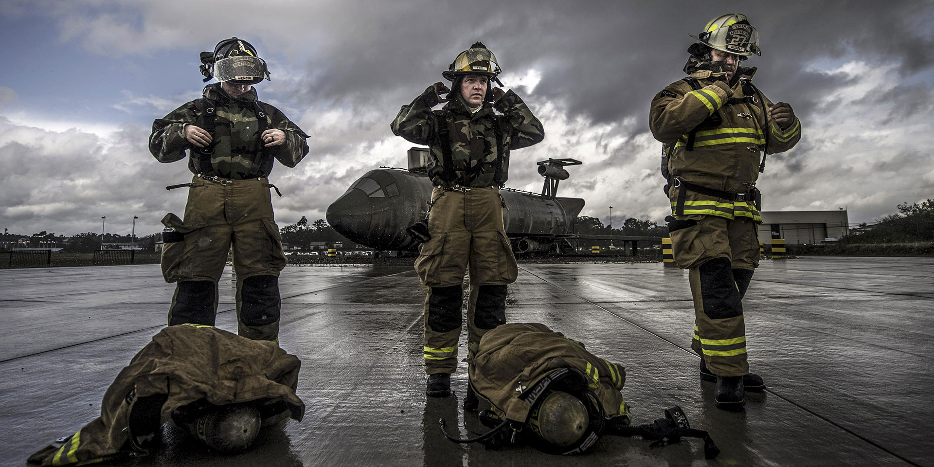 Firemen with their gear